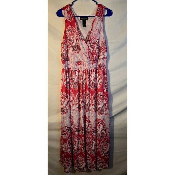 Lane Bryant Beautiful Pink Maxi Dress Vneck Womens Plus Size 20 2X Sleev… - Picture 3 of 4